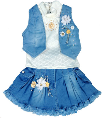 

Hey Baby Girls Party(Festive) Top Skirt(Blue