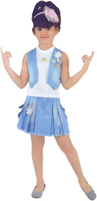 

Hey Baby Girls Party(Festive) Top Skirt(Blue