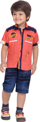 

AJ Dezines Boys Shirt Shorts(Red