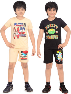 

Dongli Kids Nightwear Boys Cotton(Multicolor, Beige & black & dbps & beige & black