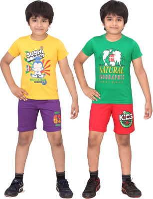 

Dongli Kids Nightwear Boys Printed Cotton(Multicolor), Purple & red & gyellow & green