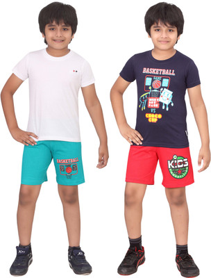 

Dongli Kids Nightwear Boys Printed Cotton(Multicolor), Tblue & red & navy & white