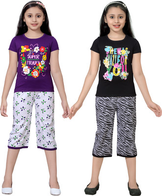 

Sini Mini Kids Nightwear Girls Printed Cotton(Multicolor, Combo color