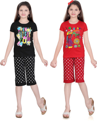 

Sini Mini Girls Casual(Multicolor, Black & redblack & red