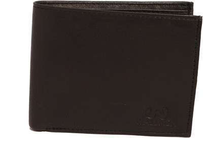 

Wallmen Men Formal Black Genuine Leather Wallet(7 Card Slots), Black - wbkl12