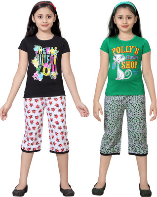 

Sini Mini Kids Nightwear Girls Printed Cotton(Multicolor, Combo color