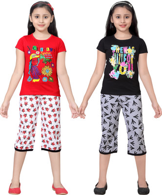 

Sini Mini Girls Casual Top Capri(Multicolor, Combo color