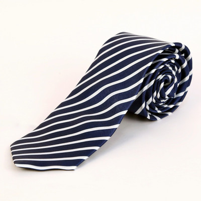

Blacksmith Corporate Navy Stripes Design Striped Men's Tie, Blue;white