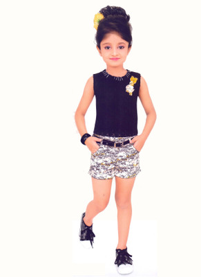 

Hey Baby Girls Casual Top Pant(Black