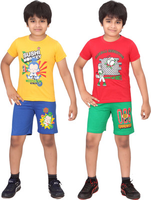 

Dongli Kids Nightwear Boys Printed Cotton(Multicolor), Rblue & green & gyellow & red