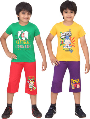 

Dongli Kids Nightwear Boys Printed Cotton(Multicolor), Red & purple & green & gyellow