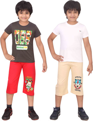 

Dongli Kids Nightwear Boys Printed Cotton(Multicolor), Red & beige & white & dgrey