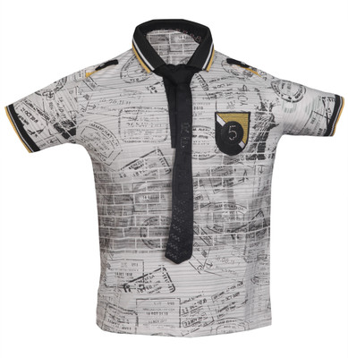 

Awack Boys Printed Cotton T Shirt(Gold, Pack of 1