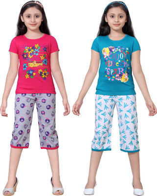 

Sini Mini Girls Casual Top Capri(Multicolor, Combo color