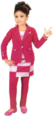 

Hey Baby Girls Party(Festive) Coat Skirt, Pant(Pink, Pink01