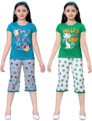 

Sini Mini Girls Casual Top Capri(Multicolor, Combo color