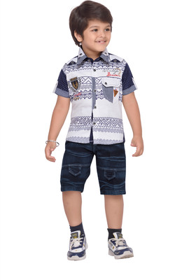 

AJ Dezines Boys Shirt Shorts(White
