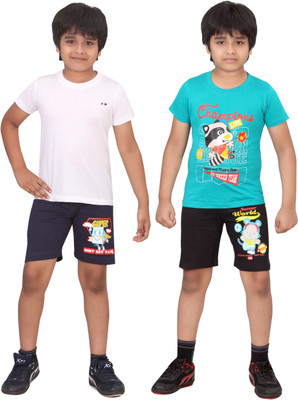 

Dongli Kids Nightwear Boys Printed Cotton(Multicolor), Navy & black & tblue & white