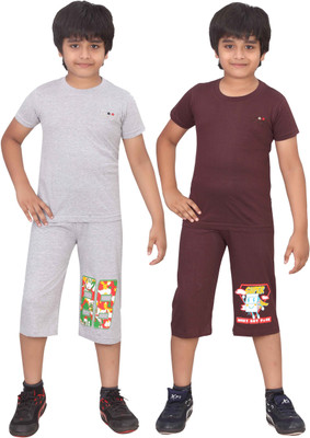 

Dongli Kids Nightwear Boys Cotton(Multicolor, Brown wmelange brown wmelange