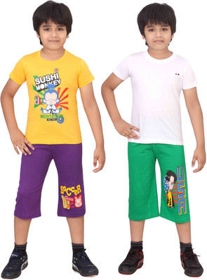 

Dongli Kids Nightwear Boys Printed Cotton(Multicolor), Purple & green & white & gyellow