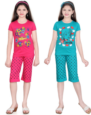 Sini Mini Girls Casual(Multicolor, Tblue & rpink & tblue & rpink