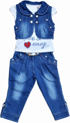 

Hey Baby Girls Party(Festive) Top Capri(Blue