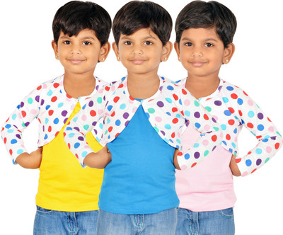 

Gkidz Girls Casual Shrug Vest(Multicolor, White