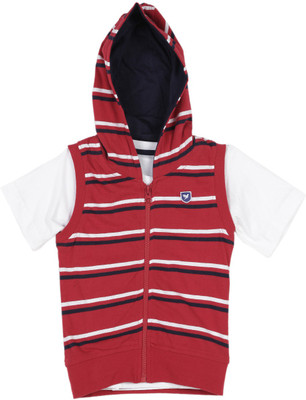 

612 League Boys Casual T-shirt Jacket(White, Red