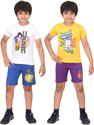

Dongli Kids Nightwear Boys Printed Cotton(Multicolor), Rblue & purple & white & gyellow