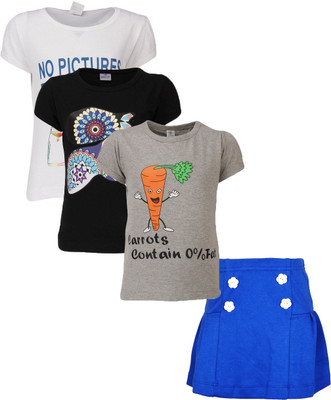 

Gkidz Girls Casual T-shirt Skirt(Multicolor