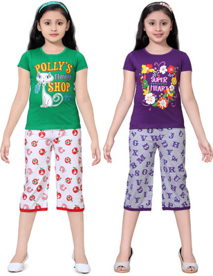 

Sini Mini Girls Casual Top Capri(Multicolor, Combo color
