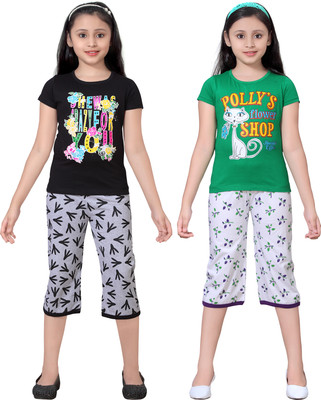 

Sini Mini Girls Casual Top Capri(Multicolor, Combo color