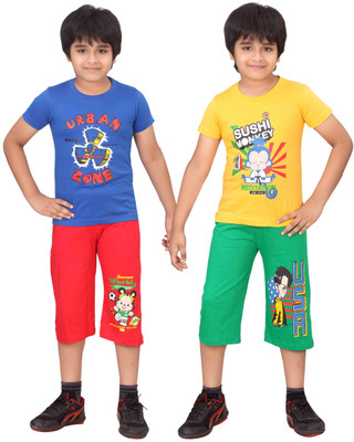 

Dongli Kids Nightwear Boys Printed Cotton(Multicolor), Red & green & rblue & gyellow