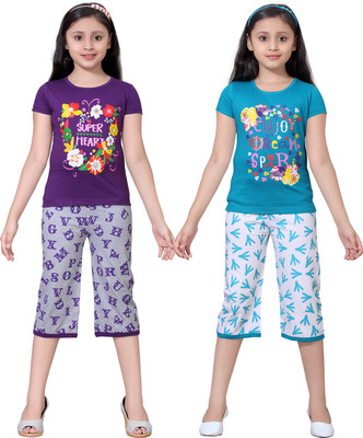 

Sini Mini Girls Casual Top Capri(Multicolor, Combo color