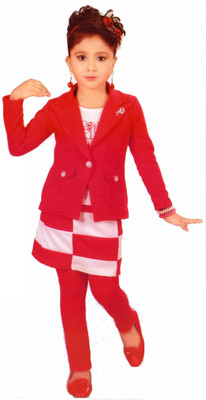 

Hey Baby Girls Party(Festive) Coat Skirt, Pant(Red, Red01
