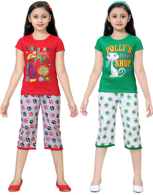 

Sini Mini Girls Casual Top Capri(Multicolor, Combo color