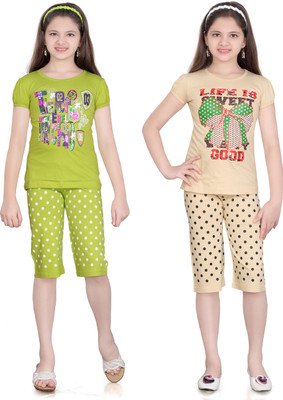 

Sini Mini Girls Casual(Multicolor, Beige & megandi & beige & megandi