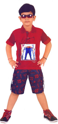 

Hey Baby Boys Party(Festive) T-shirt Pant(Red