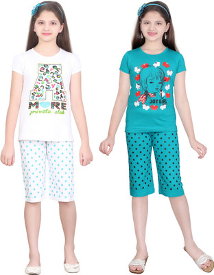 

Sini Mini Girls Casual(Multicolor, Tblue & tblue & white & tblue