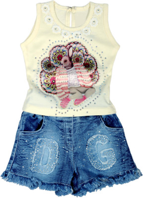 

Hey Baby Girls Party(Festive) Top Pant(White