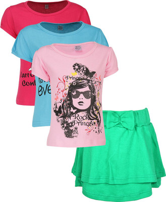 

Gkidz Girls Casual T-shirt Skirt(Multicolor