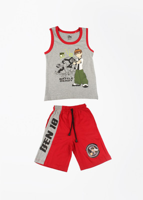 

Ben 10 Boys Casual T-shirt(Grey, Melange/red