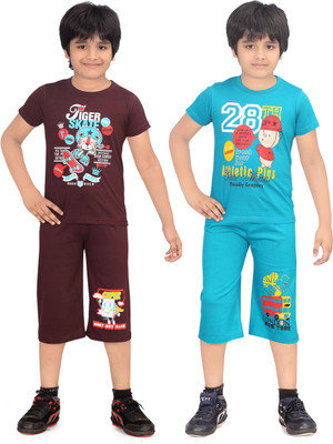 

Dongli Kids Nightwear Boys Cotton(Multicolor, Brown petol brown petrol