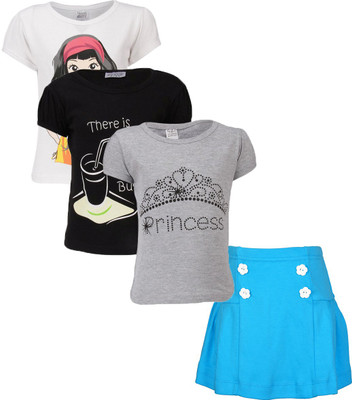 

Gkidz Girls Casual T-shirt Skirt(Multicolor