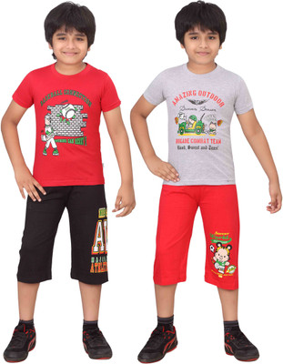 

Dongli Kids Nightwear Boys Printed Cotton(Multicolor), Black & red & red & wmelange