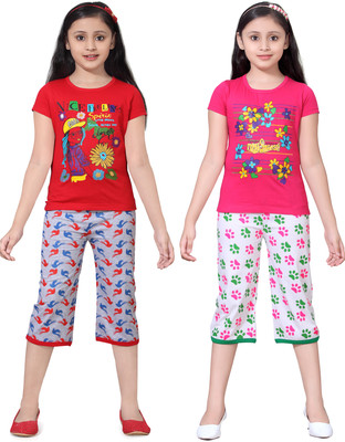 

Sini Mini Girls Casual Top Capri(Multicolor, Combo color