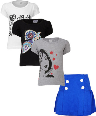 

Gkidz Girls Casual T-shirt Skirt(Multicolor