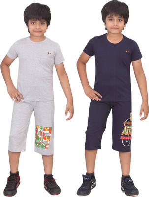 

Dongli Kids Nightwear Boys Cotton(Multicolor, Navy wmelange navy wmelange