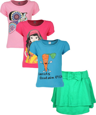 

Gkidz Girls Casual T-shirt Skirt(Multicolor
