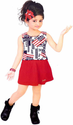 

Hey Baby Girls Party(Festive) Top Skirt(Red